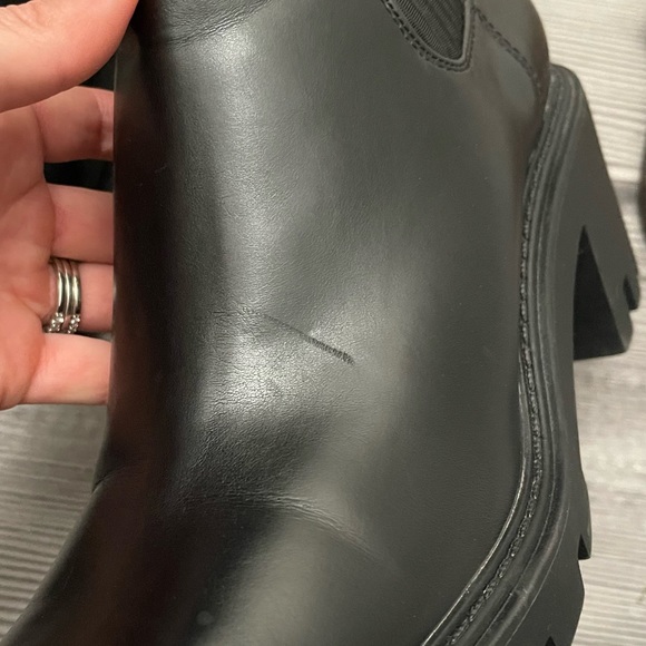 Zara Black Leather Lug Ankle Chunky Platform Boots - Picture 9 of 10